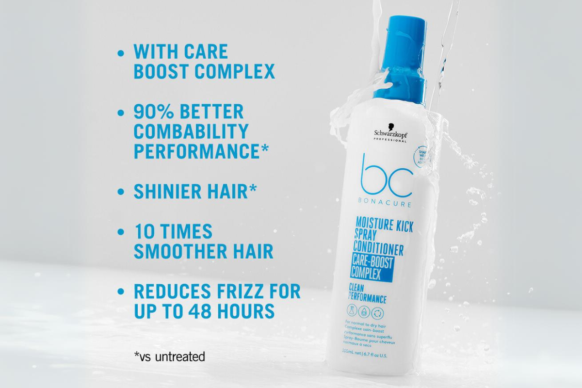 Wat te doen tegen droog en pluizig haar? Schwarzkopf Bonacure Moisture Kick Spray is de oplossing!